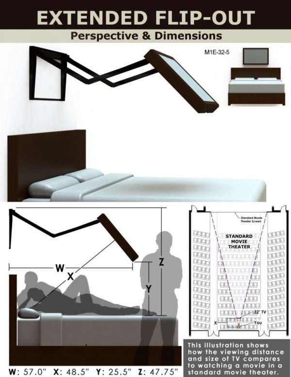 'M1' Extended Flip-Out Wall Mount w/ Picture Frame (Motorized)-239