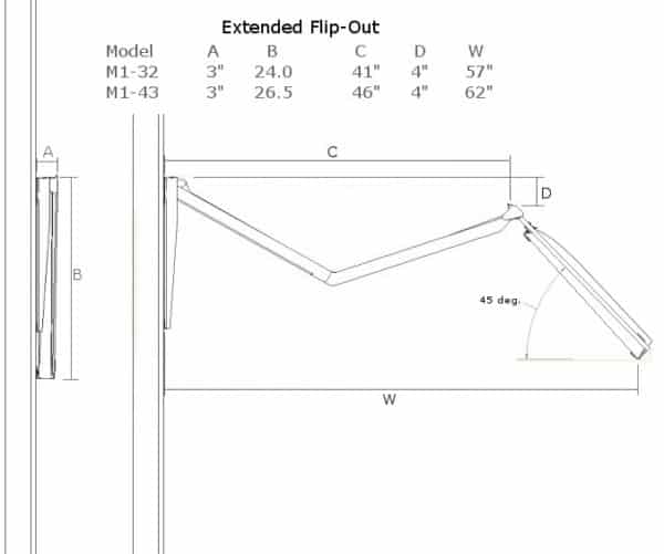 'M1' Extended Flip-Out Wall Mount w/ Picture Frame (Motorized)-213