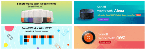Sonoff works with Google Home and Alexa